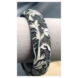 Kenneth Jay Lane white/ black rhinestone bangle