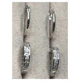 SS Hoops with Rhinestone & small silver-tone