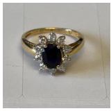 14K Vintage/Modern Sapphire & Diamond Halo Ring
