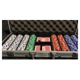 Aluminum Poker Chip Case With Chips & Cards