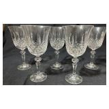 Cut Crystal Wine Goblets 5pc 7.5in Tall