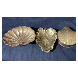 Brass Shell & Leaf Trinket Tray Lot