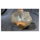 A H Marigold Carnival Glass Bank w Coins