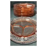 8 Pink Depression Glass Grill Plates
