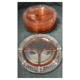 8 Pink Depression Glass Grill Plates