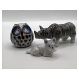 Emson Mini Stoneware Owl Kyoto Japan Rhino & Dog