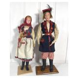 Polish Folk Art Doll Tall Man & Woman