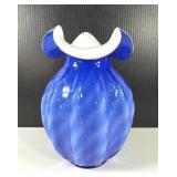 Fenton Jacqueline Cobalt Ruffled Glass Vase