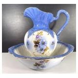 Royal Jackson Victorian Blue Wash Pitcher & Bowl