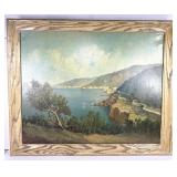Large Coastal Cliff Landscape Oil Painting