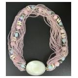 Seed Bead Multi Strand Necklace w/ Opaline