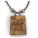 Sterling Silver & Raw Honey Calcite Pendant