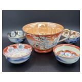 Occupied Japan Dragonware Teacup & Sake Cups