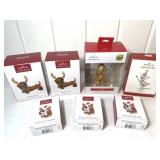 Hallmark (7) Keepsake Dogs & Olaf Ornaments Lot