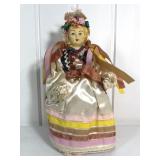 Polish Folk Art Doll Lady In Colorful Attire
