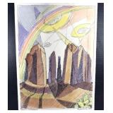 Harmonic Convergence Signed Pen & Watercolor Print