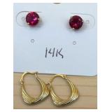 Pair 14 K Earrings  1.83gr