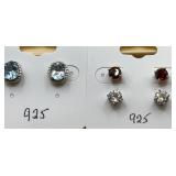 Pierced stud gemstone earrings stamped 925