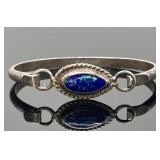 Sterling Silver Azurite Malachite Latch Bracelet