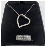 Sterling Silver & Simulated Diamond Pendant