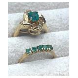 14K Gold Emerald Rings. Size 5 & 6. 4.7g