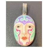 Sergio Bustamante Sterling Silver Mask Brooch