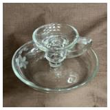 Floral Etched Glass Chamberstick