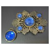 Vintage Faceted Blue Glass Jewelry Pieces