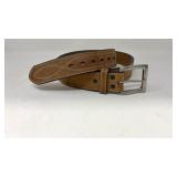 Vintage Leather 51ï¿½ Belt with Brushed Metal Buckle