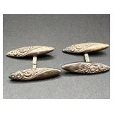 Edwardian Sterling Silver Repoussï¿½ Navette Links