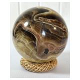 Banded Agate Chocolate Calcite Stone Sphere