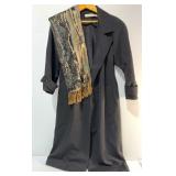 Larry Levine Black Overcoat with Scarf