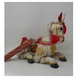 Vintage Hand-Carved Wooden Pull Horse Toy