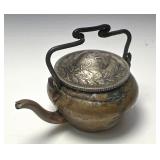 Antique 1850 Dutch Silver Coin Miniature Tea Pot