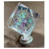 Optical Crystal Prism Cube Sculpture 9in