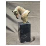 Contemporary cast metal horse bust sculpture