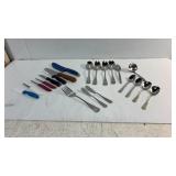 Assorted Kitchen Knives & Flatware Lot