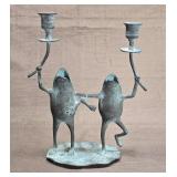 Bronze Figural Frog Double Candle Holder