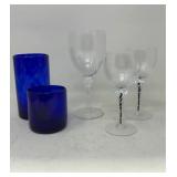 Mixed Cobalt & Clear Stemware Grouping 3-7.5ï¿½