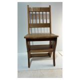 Antique Folding Library Chair & Step Ladder