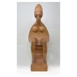 Modernist Carved Wood Female Sculpture 16x7x11