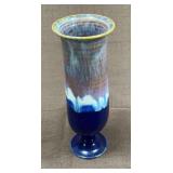 Studio Pottery Drip Glaze Pedestal Vase 7.5 In
