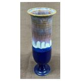 Studio Pottery Drip Glaze Pedestal Vase 7.5in.