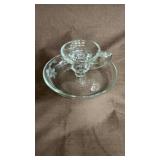 Floral Etched Glass Chamberstick