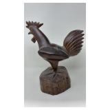 Hand-Carved Wooden Rooster 11x13.5x7