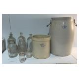 Red Wing Stoneware Crock & Glass Jar Lot6-21ï¿½
