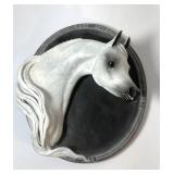 Signed CG Wagner Metal 3D Relief Horse Plaque