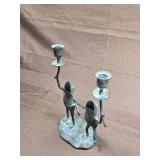 Bronze Figural Frog Double Candle Holder