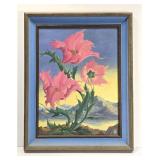 Framed Floral Landscape Painting Signed