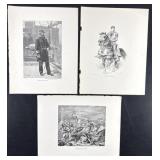 Historical Intaglio Print Trio by Selmar Hess 1894